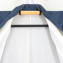 Load image into Gallery viewer, 紬 着物 大島紬 竹模様 紺色x黒色 正絹 袷 広衿 カジュアル 仕立て上がり着物 身丈159cm