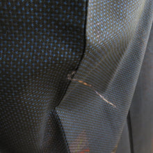 画像をギャラリービューアに読み込む, 紬 着物 大島紬 ススキ模様 紺色xオレンジ色x多色 袷 広衿 正絹 カジュアル 仕立て上がり着物 身丈157cm