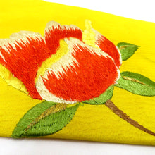 画像をギャラリービューアに読み込む, 名古屋帯 アンティーク帯 昔名古屋帯 黄 オレンジ 毬 花 刺繍 昔帯 九寸帯 レトロモダン 明治・大正ロマン 難有 長さ332cm