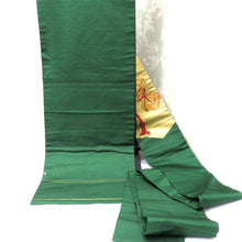 画像をギャラリービューアに読み込む, 名古屋帯 アンティーク帯 昔名古屋帯 緑 金 渋オレンジ 黒 古典芸能 小道具 刺繍 金コマ刺繍 昔帯 九寸帯 レトロモダン 明治・大正ロマン  長さ341cm