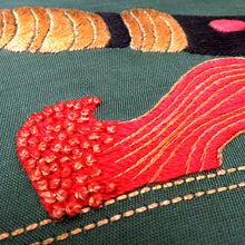 画像をギャラリービューアに読み込む, 名古屋帯 アンティーク帯 昔名古屋帯 緑 金 渋オレンジ 黒 古典芸能 小道具 刺繍 金コマ刺繍 昔帯 九寸帯 レトロモダン 明治・大正ロマン  長さ341cm