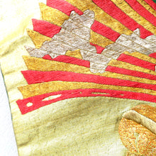 画像をギャラリービューアに読み込む, 名古屋帯 アンティーク帯 昔名古屋帯 緑 金 渋オレンジ 黒 古典芸能 小道具 刺繍 金コマ刺繍 昔帯 九寸帯 レトロモダン 明治・大正ロマン  長さ341cm