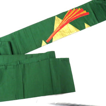 画像をギャラリービューアに読み込む, 名古屋帯 アンティーク帯 昔名古屋帯 緑 金 渋オレンジ 黒 古典芸能 小道具 刺繍 金コマ刺繍 昔帯 九寸帯 レトロモダン 明治・大正ロマン  長さ341cm