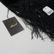 画像をギャラリービューアに読み込む, ショール ベルベットショール 更紗模様 黒x茶色 組成ベースシルク100%  長さ174cm