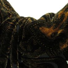 画像をギャラリービューアに読み込む, ショール ベルベットショール 更紗模様 黒x茶色 組成ベースシルク100%  長さ174cm