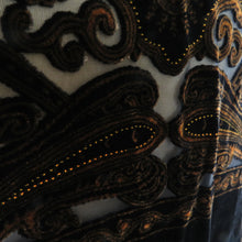 画像をギャラリービューアに読み込む, ショール ベルベットショール 更紗模様 黒x茶色 組成ベースシルク100%  長さ174cm