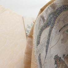 画像をギャラリービューアに読み込む, 袋帯 正絹 昇運十福図文様 ベージュ色x多色 金糸銀糸 六通柄 壱千八百織 フォーマル 仕立て上がり 長さ448cm