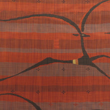 画像をギャラリービューアに読み込む, 袋帯 洒落袋帯 紬 絹 赤色x茶色 ガゼル模様 六通柄 仕立て上がり 着物帯 長さ432cm