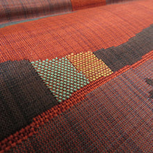 画像をギャラリービューアに読み込む, 袋帯 洒落袋帯 紬 絹 赤色x茶色 ガゼル模様 六通柄 仕立て上がり 着物帯 長さ432cm