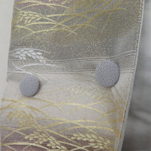 画像をギャラリービューアに読み込む, 袋帯 作り帯 とのき帯 フォーマル 金糸銀糸 草模様 正絹 薄紫色x銀色x金色 六通柄 仕立て上がり 着物帯