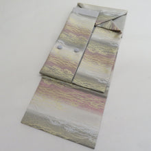 画像をギャラリービューアに読み込む, 袋帯 作り帯 とのき帯 フォーマル 金糸銀糸 草模様 正絹 薄紫色x銀色x金色 六通柄 仕立て上がり 着物帯