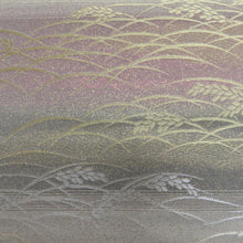 画像をギャラリービューアに読み込む, 袋帯 作り帯 とのき帯 フォーマル 金糸銀糸 草模様 正絹 薄紫色x銀色x金色 六通柄 仕立て上がり 着物帯