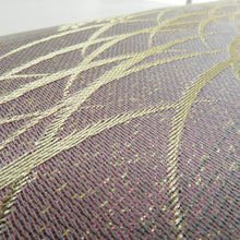 画像をギャラリービューアに読み込む, 袋帯 作り帯 とのき帯 フォーマル 金糸銀糸 草模様 正絹 薄紫色x銀色x金色 六通柄 仕立て上がり 着物帯