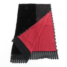 Load image into Gallery viewer, ショール 3点セット レーヨン ベルベットショール 黒x赤ピンクx紫色