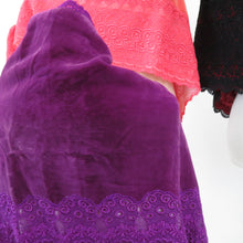 Load image into Gallery viewer, ショール 3点セット レーヨン ベルベットショール 黒x赤ピンクx紫色