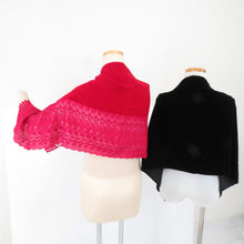 Load image into Gallery viewer, ショール 2点セット レーヨン ベルベットショール 黒x赤