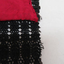 画像をギャラリービューアに読み込む, ショール 3点セット 表絹 レース部分レーヨン  黒xピンクxえんじ色