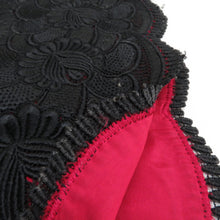 画像をギャラリービューアに読み込む, ショール 3点セット 表絹 レース部分レーヨン  黒xピンクxえんじ色