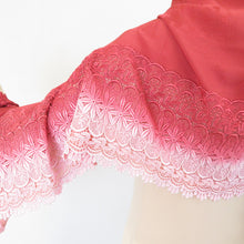 画像をギャラリービューアに読み込む, ショール 3点セット 表絹 レース部分レーヨン  黒xピンクxえんじ色