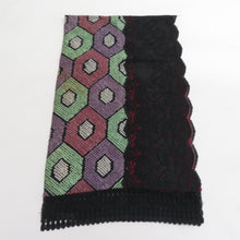 画像をギャラリービューアに読み込む, ショール 3点セット 表絹 レース部分レーヨン  黒xピンクxえんじ色