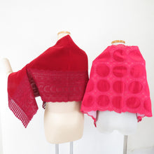 画像をギャラリービューアに読み込む, ショール 2点セット レーヨン ベルベットショール 赤ピンクxワインレッド