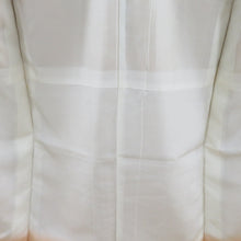 Load image into Gallery viewer, 紬 着物 ベージュx薄オレンジ色 蝶々模様 袷 広衿 正絹 仕立て上がり着物 身丈153cm
