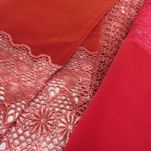 画像をギャラリービューアに読み込む, ショール 2点セット レーヨン ベルベットショール 茶赤色x紅色