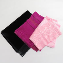 画像をギャラリービューアに読み込む, ショール 3点セット レーヨン ベルベットショール 黒xつつじ色x薄ピンク色