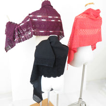 画像をギャラリービューアに読み込む, ショール 3点セット レーヨン レースショール 黒x赤x紫色