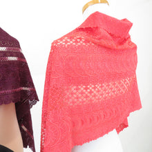 画像をギャラリービューアに読み込む, ショール 3点セット レーヨン レースショール 黒x赤x紫色