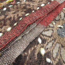 画像をギャラリービューアに読み込む, ショール 草花模様 茶色x辛子色x赤色 ポリエステル アクリル
