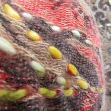 画像をギャラリービューアに読み込む, ショール 草花模様 茶色x辛子色x赤色 ポリエステル アクリル