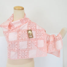 画像をギャラリービューアに読み込む, ショール 端鳳ヌーベル レースショール サーモンピンク色 生地絹 レース部分レーヨン 綿