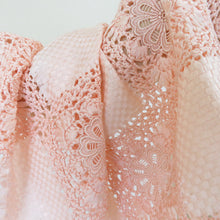 画像をギャラリービューアに読み込む, ショール 端鳳ヌーベル レースショール サーモンピンク色 生地絹 レース部分レーヨン 綿