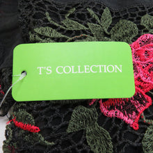 画像をギャラリービューアに読み込む, ショール ポリエステル 薔薇模様 レースショール 黒x赤x緑