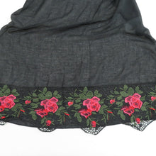 画像をギャラリービューアに読み込む, ショール ポリエステル 薔薇模様 レースショール 黒x赤x緑