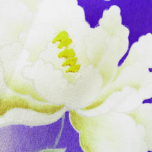 Load image into Gallery viewer, 色留袖 両褄 昔 アンティーク 昔着物 紫 白 多色 貝桶 鶴 宝模様 花々 広衿 正絹 昔きもの レトロ 明治・大正ロマン  身丈151.5cm