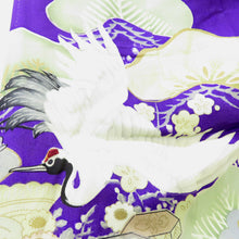 Load image into Gallery viewer, 色留袖 両褄 昔 アンティーク 昔着物 紫 白 多色 貝桶 鶴 宝模様 花々 広衿 正絹 昔きもの レトロ 明治・大正ロマン  身丈151.5cm