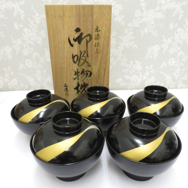 会津塗　乙造作　貝合せ　蓋付き吸い物椀　未使用　箱保管 会津塗 乙造作 貝合せ 蓋付き吸い物椀 未使用 箱保管最