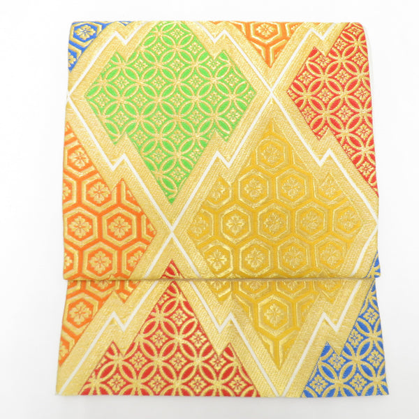 袋帯 振袖用 西陣織 川島織物 松川菱 多色×金 七宝 亀甲花菱