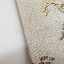 画像をギャラリービューアに読み込む, 丸帯 アンティーク 絹 風景に文箱文様 金糸 薄茶色x茶色xゴールド 全通 仕立上がり レトロ 明治・大正ロマン 昔着物用帯 長さ395cm