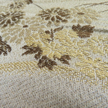 画像をギャラリービューアに読み込む, 丸帯 アンティーク 絹 風景に文箱文様 金糸 薄茶色x茶色xゴールド 全通 仕立上がり レトロ 明治・大正ロマン 昔着物用帯 長さ395cm