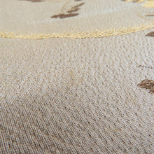 画像をギャラリービューアに読み込む, 丸帯 アンティーク 絹 風景に文箱文様 金糸 薄茶色x茶色xゴールド 全通 仕立上がり レトロ 明治・大正ロマン 昔着物用帯 長さ395cm