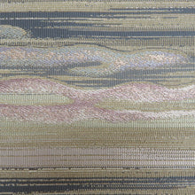 画像をギャラリービューアに読み込む, 袋帯 双全通撚金華山 正絹 モール織り リバーシブル 高級 銀糸 グレーxブルーxシルバーx薄紫色 霞模様x月模様 仕立て上がり 着物帯 長さ464cm