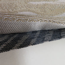 画像をギャラリービューアに読み込む, 袋帯 双全通撚金華山 正絹 モール織り リバーシブル 高級 銀糸 グレーxブルーxシルバーx薄紫色 霞模様x月模様 仕立て上がり 着物帯 長さ464cm