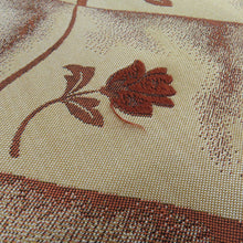 画像をギャラリービューアに読み込む, 袋帯 洒落袋帯 菱に花模様 絹 茶色x緑色 全通柄 仕立て上がり 着物帯 長さ432cm