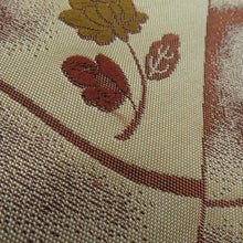 画像をギャラリービューアに読み込む, 袋帯 洒落袋帯 菱に花模様 絹 茶色x緑色 全通柄 仕立て上がり 着物帯 長さ432cm