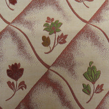 画像をギャラリービューアに読み込む, 袋帯 洒落袋帯 菱に花模様 絹 茶色x緑色 全通柄 仕立て上がり 着物帯 長さ432cm