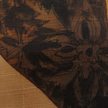 画像をギャラリービューアに読み込む, 名古屋帯 作家物 ろうけつ染め 紬地 黄色x黄緑x茶色 絹 華文紋様 名古屋仕立て お太鼓柄 仕立て上がり 着物帯 長さ401cm