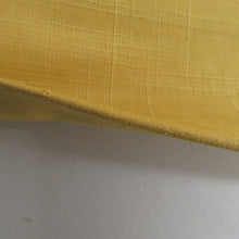 画像をギャラリービューアに読み込む, 名古屋帯 作家物 ろうけつ染め 紬地 黄色x黄緑x茶色 絹 華文紋様 名古屋仕立て お太鼓柄 仕立て上がり 着物帯 長さ401cm